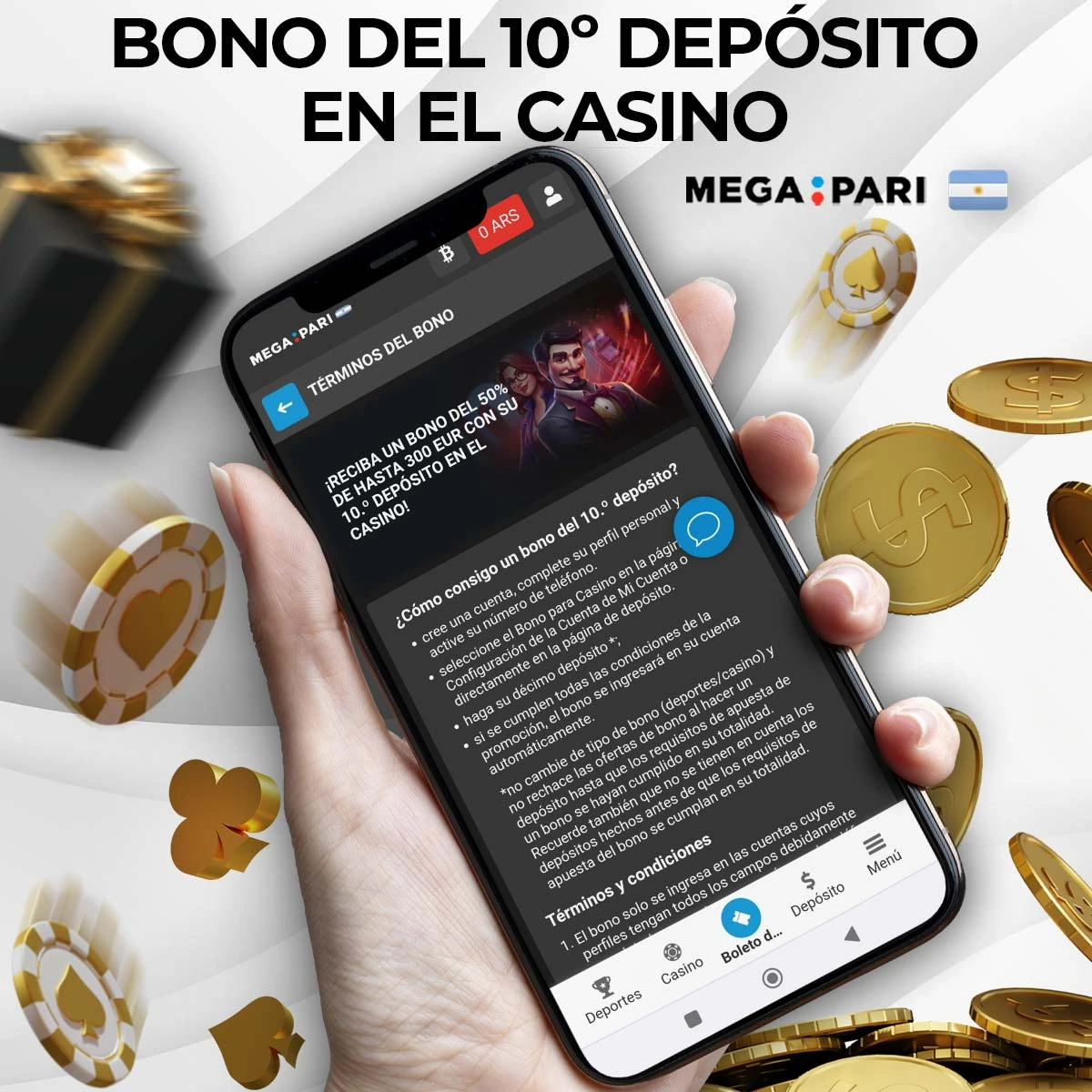 Reseña del bono de 10º depósito de Megapari Argentina Casino