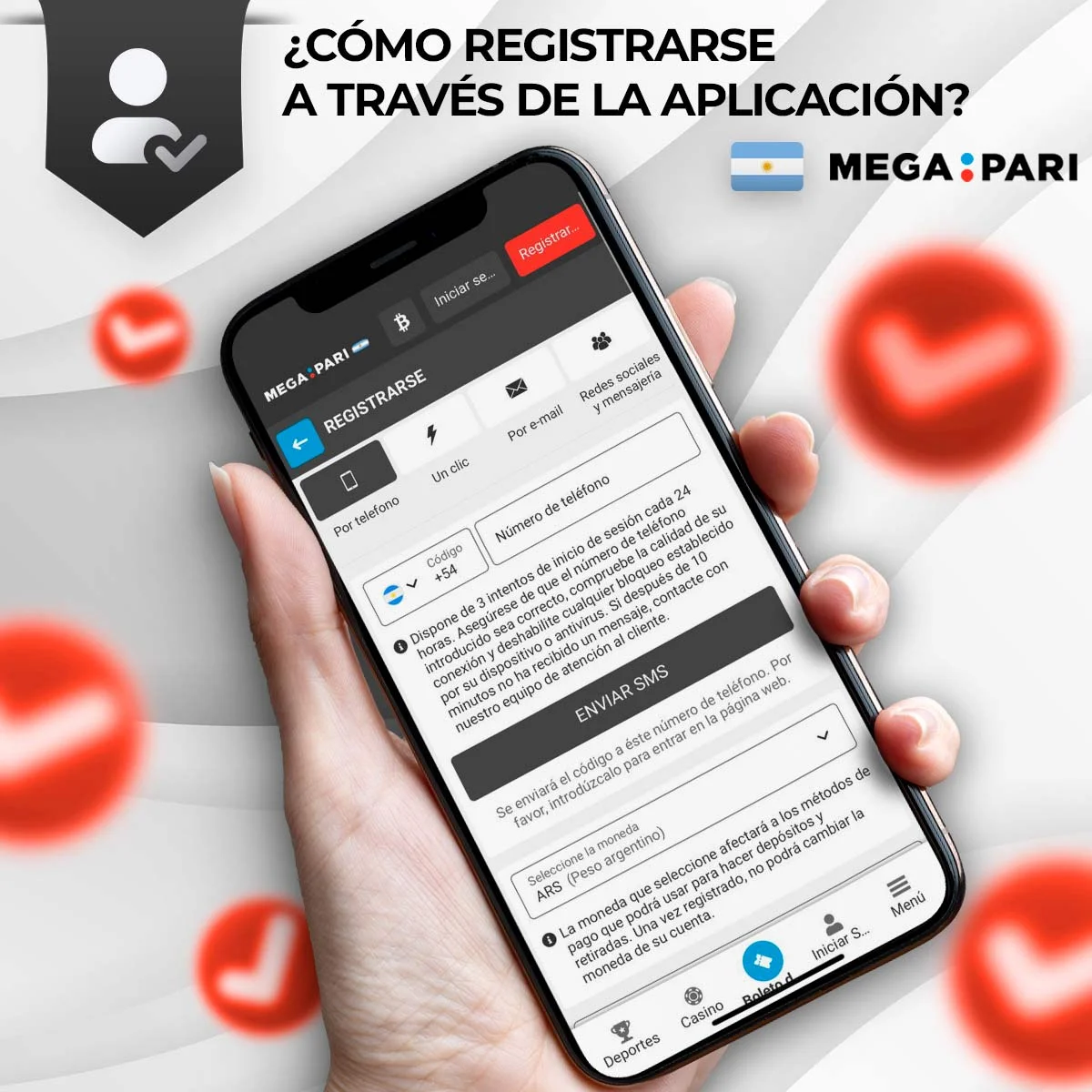Proceso de registro de la aplicación móvil Megapari en Argentina