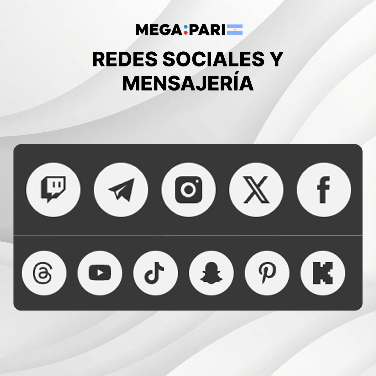 Redes sociales y mensajería de Megapari