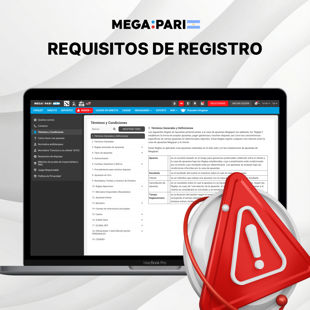 Datos necesarios para registrarse en MegaPari